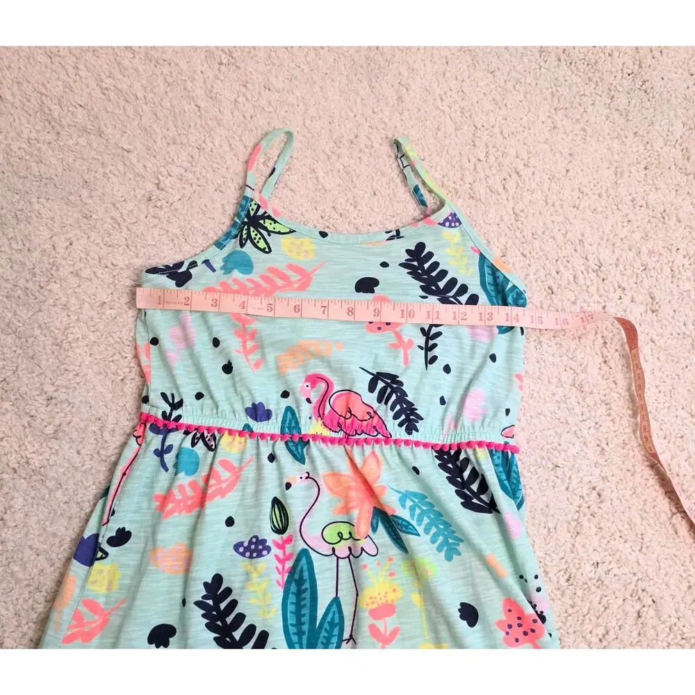 Cat & Jack Maxi Sundress Girl Size XL (14/16) Tropical Flamingo Spaghetti Straps